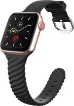 Compatible apple watch bandje - By Qubix - Siliconen 'Twist' bandje - Zwart - Geschikt voor Apple Watch 38mm / 40mm / 41mm - Apple watch series 3/4/5/6/7