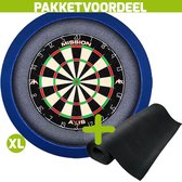 Mission Axis + Rubberen Dartmat 120*300 + Dartbordverlichting Basic XL (Blauw)