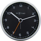 NeXtime - Wekker - 9 x 9 x 7.5 cm - Metaal - Zwart- 'Company Alarm'
