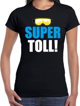 Apres ski t-shirt Supertoll zwart  dames - Wintersport shirt - Foute apres ski outfit/ kleding/ verkleedkleding S