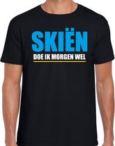 Apres ski t-shirt Skien doe ik morgen wel zwart  heren - Wintersport shirt - Foute apres ski outfit/ kleding/ verkleedkleding S