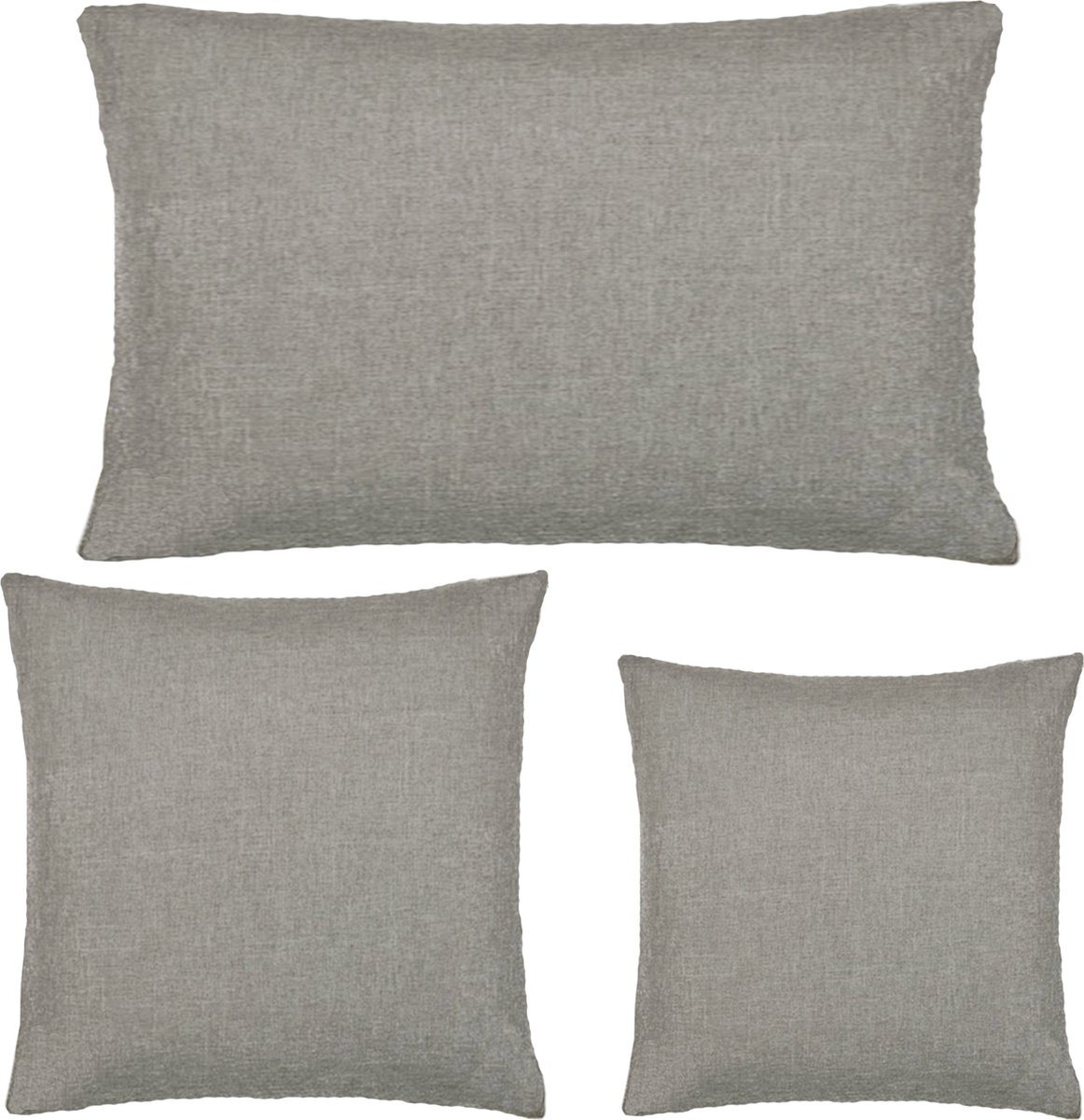 JEMIDI 2x kussenhoes in linnenlook - 40 x 40 cm - Set van 2 hoezen voor sierkussen - Van polyester Lichtgrijs