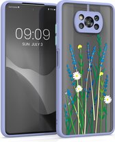 kwmobile hoesje voor Xiaomi Poco X3 NFC / Poco X3 Pro - Back cover in lavendel / groen / mat transparant - Smartphonehoesje - Bloemstengels Lavendel design