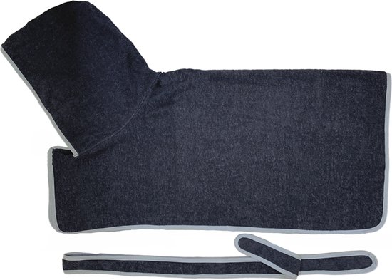 HOMELEVEL 100% katoenen hondenbadjas - Antraciet - Maat XL