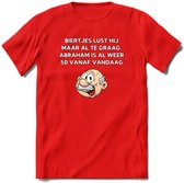 Biertjes lust hij maar al te graag T-Shirt | Grappig Abraham 50 Jaar Verjaardag Kleding Cadeau | Dames – Heren - Rood - M