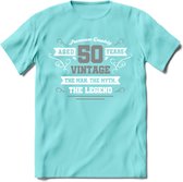 50 Jaar Legend T-Shirt | Zilver - Wit | Grappig Abraham En Sarah Verjaardag en Feest Cadeau | Dames - Heren - Unisex | Kleding Kado | - Licht Blauw - L