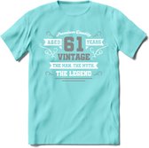 61 Jaar Legend T-Shirt | Zilver - Wit | Grappig Verjaardag en Feest Cadeau | Dames - Heren - Unisex | Kleding Kado | - Licht Blauw - M