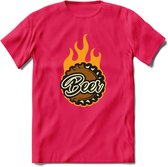 Bierdopje T-Shirt | Bier Kleding | Feest | Drank | Grappig Verjaardag Cadeau | - Roze - M