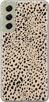 Samsung S21 FE hoesje siliconen - Stippen bruin abstract | Samsung Galaxy S21 FE case | Bruin/beige | TPU backcover transparant