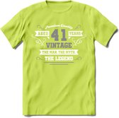 41 Jaar Legend T-Shirt | Zilver - Wit | Grappig Verjaardag en Feest Cadeau | Dames - Heren - Unisex | Kleding Kado | - Groen - M