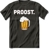 Proost T-Shirt | Bier Kleding | Feest | Drank | Grappig Verjaardag Cadeau | - Donker Grijs - 3XL