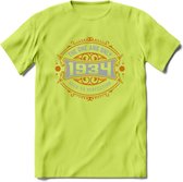 1934 The One And Only T-Shirt | Goud - Zilver | Grappig Verjaardag  En  Feest Cadeau | Dames - Heren | - Groen - L