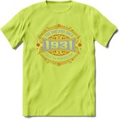 1931 The One And Only T-Shirt | Goud - Zilver | Grappig Verjaardag  En  Feest Cadeau | Dames - Heren | - Groen - XXL