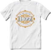 1977 The One And Only T-Shirt | Goud - Zilver | Grappig Verjaardag  En  Feest Cadeau | Dames - Heren | - Wit - M