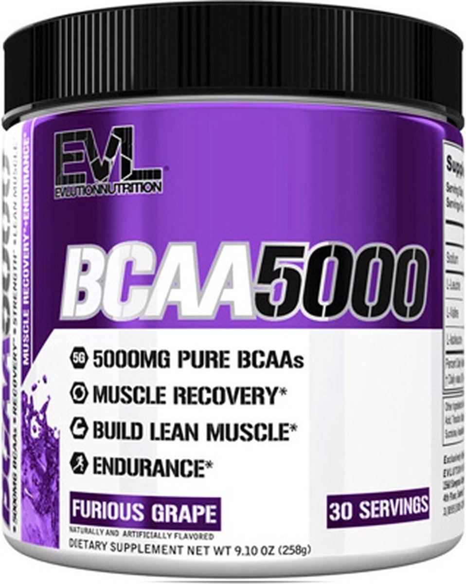 Goedkoopste EVL Nutrition Flavored BCAA 5000 (30 serv) Furious Grape - Aminozuren - BCAA