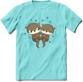 Love Otters - Valentijn T-Shirt | Grappig Valentijnsdag Cadeautje voor Hem en Haar | Dames - Heren - Unisex | Kleding Cadeau | - Licht Blauw - M