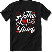 The Love Thief - Valentijn T-Shirt | Grappig Valentijnsdag Cadeautje voor Hem en Haar | Dames - Heren - Unisex | Kleding Cadeau | - Zwart - L