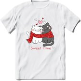 Sweet Time - Valentijn T-Shirt | Grappig Valentijnsdag Cadeautje voor Hem en Haar | Dames - Heren - Unisex | Kleding Cadeau | - Wit - S