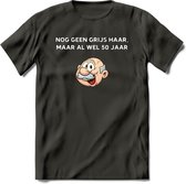 Nog geen grijs haar maar wel 50 jaar T-Shirt | Grappig Abraham 50 Jaar Verjaardag Kleding Cadeau | Dames – Heren - Donker Grijs - 3XL