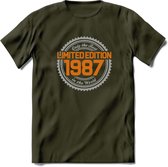 1987 Limited Edition Ring T-Shirt | Zilver - Goud | Grappig Verjaardag en Feest Cadeau Shirt | Dames - Heren - Unisex | Tshirt Kleding Kado | - Leger Groen - XL
