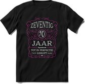 70 Jaar Legendarisch Gerijpt T-Shirt | Roze - Grijs | Grappig Verjaardag en Feest Cadeau Shirt | Dames - Heren - Unisex | Tshirt Kleding Kado | - Zwart - XL