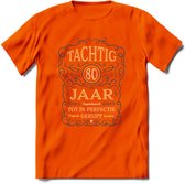 80 Jaar Legendarisch Gerijpt T-Shirt | Royal Blue - Ivoor | Grappig Verjaardag en Feest Cadeau Shirt | Dames - Heren - Unisex | Tshirt Kleding Kado | - Oranje - 3XL