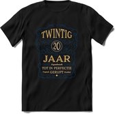 20 Jaar Legendarisch Gerijpt T-Shirt | Royal Blue - Ivoor | Grappig Verjaardag en Feest Cadeau Shirt | Dames - Heren - Unisex | Tshirt Kleding Kado | - Zwart - S