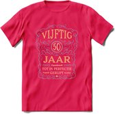 50 Jaar Legendarisch Gerijpt T-Shirt | Sky Blue - Ivoor | Grappig Verjaardag en Feest Cadeau Shirt | Dames - Heren - Unisex | Tshirt Kleding Kado | - Roze - S