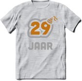29 Jaar Feest T-Shirt | Goud - Zilver | Grappig Verjaardag Cadeau Shirt | Dames - Heren - Unisex | Tshirt Kleding Kado | - Licht Grijs - Gemaleerd - XL