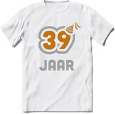 39 Jaar Feest T-Shirt | Goud - Zilver | Grappig Verjaardag Cadeau Shirt | Dames - Heren - Unisex | Tshirt Kleding Kado | - Wit - S