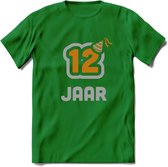 12 Jaar Feest T-Shirt | Goud - Zilver | Grappig Verjaardag Cadeau Shirt | Dames - Heren - Unisex | Tshirt Kleding Kado | - Donker Groen - M