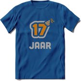17 Jaar Feest T-Shirt | Goud - Zilver | Grappig Verjaardag Cadeau Shirt | Dames - Heren - Unisex | Tshirt Kleding Kado | - Donker Blauw - XXL
