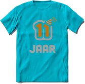 11 Jaar Feest T-Shirt | Goud - Zilver | Grappig Verjaardag Cadeau Shirt | Dames - Heren - Unisex | Tshirt Kleding Kado | - Blauw - XXL