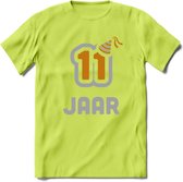 11 Jaar Feest T-Shirt | Goud - Zilver | Grappig Verjaardag Cadeau Shirt | Dames - Heren - Unisex | Tshirt Kleding Kado | - Groen - XL