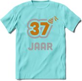 37 Jaar Feest T-Shirt | Goud - Zilver | Grappig Verjaardag Cadeau Shirt | Dames - Heren - Unisex | Tshirt Kleding Kado | - Licht Blauw - XL