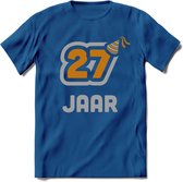 27 Jaar Feest T-Shirt | Goud - Zilver | Grappig Verjaardag Cadeau Shirt | Dames - Heren - Unisex | Tshirt Kleding Kado | - Donker Blauw - XXL