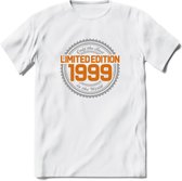 1999 Limited Edition Ring T-Shirt | Zilver - Goud | Grappig Verjaardag en Feest Cadeau Shirt | Dames - Heren - Unisex | Tshirt Kleding Kado | - Wit - XL