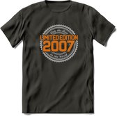 2007 Limited Edition Ring T-Shirt | Zilver - Goud | Grappig Verjaardag en Feest Cadeau Shirt | Dames - Heren - Unisex | Tshirt Kleding Kado | - Donker Grijs - L