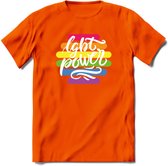 LGBT Power | Pride T-Shirt | Grappig LHBTIQ+ / LGBTQ / Gay / Homo / Lesbi Cadeau Shirt | Dames - Heren - Unisex | Tshirt Kleding Kado | - Oranje - XL