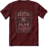 60 Jaar Legendarisch Gerijpt T-Shirt | Aqua - Grijs | Grappig Verjaardag en Feest Cadeau Shirt | Dames - Heren - Unisex | Tshirt Kleding Kado | - Burgundy - XL