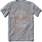 70 Jaar Legendarisch Gerijpt T-Shirt | Oranje - Grijs | Grappig Verjaardag en Feest Cadeau Shirt | Dames - Heren - Unisex | Tshirt Kleding Kado | - Donker Grijs - Gemaleerd - XXL