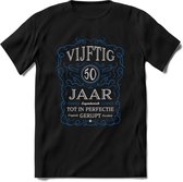 50 Jaar Legendarisch Gerijpt T-Shirt | Blauw - Grijs | Grappig Verjaardag en Feest Cadeau Shirt | Dames - Heren - Unisex | Tshirt Kleding Kado | - Zwart - L