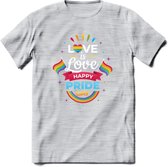 Love Is Love | Pride T-Shirt | Grappig LHBTIQ+ / LGBTQ / Gay / Homo / Lesbi Cadeau Shirt | Dames - Heren - Unisex | Tshirt Kleding Kado | - Licht Grijs - Gemaleerd - L