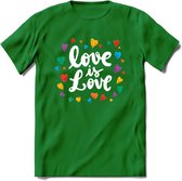 Love Is Love | Pride T-Shirt | Grappig LHBTIQ+ / LGBTQ / Gay / Homo / Lesbi Cadeau Shirt | Dames - Heren - Unisex | Tshirt Kleding Kado | - Donker Groen - L