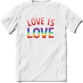 Love Is Love | Pride T-Shirt | Grappig LHBTIQ+ / LGBTQ / Gay / Homo / Lesbi Cadeau Shirt | Dames - Heren - Unisex | Tshirt Kleding Kado | - Wit - XL