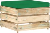 Decoways - Hocker sectioneel met kussen groen geïmpregneerd hout