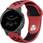 Siliconen Smartwatch bandje - Geschikt voor  Garmin Vivoactive 4s sport band - 40mm - rood/zwart - Strap-it Horlogeband / Polsband / Armband