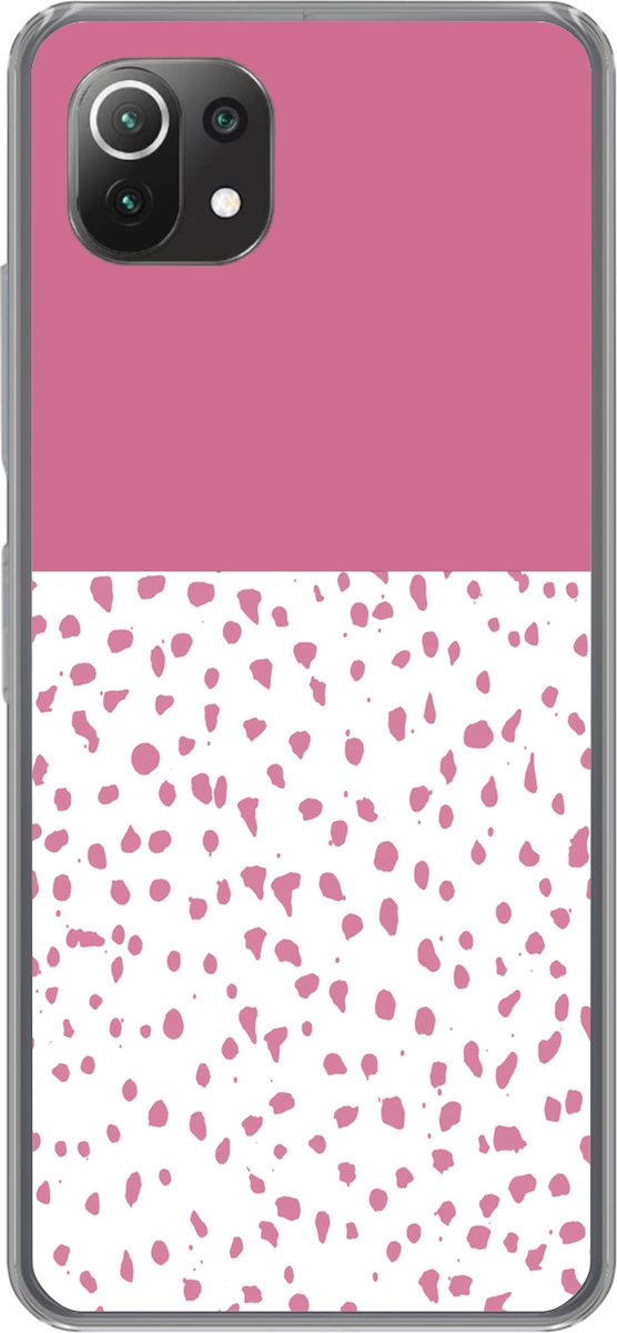 Telefoonhoesje Geschikt voor Xiaomi 11T hoesje - Stip - Roze - Patronen - Siliconen Telefoonhoesje Telefoonhoesje
