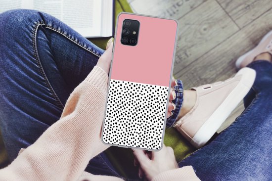 Coque Samsung Galaxy A51 5G - Pois - Zwart - Rose - Siliconen