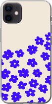 Geschikt voor iPhone 12 mini hoesje - Bloem - Blauw - Patronen - Siliconen Telefoonhoesje